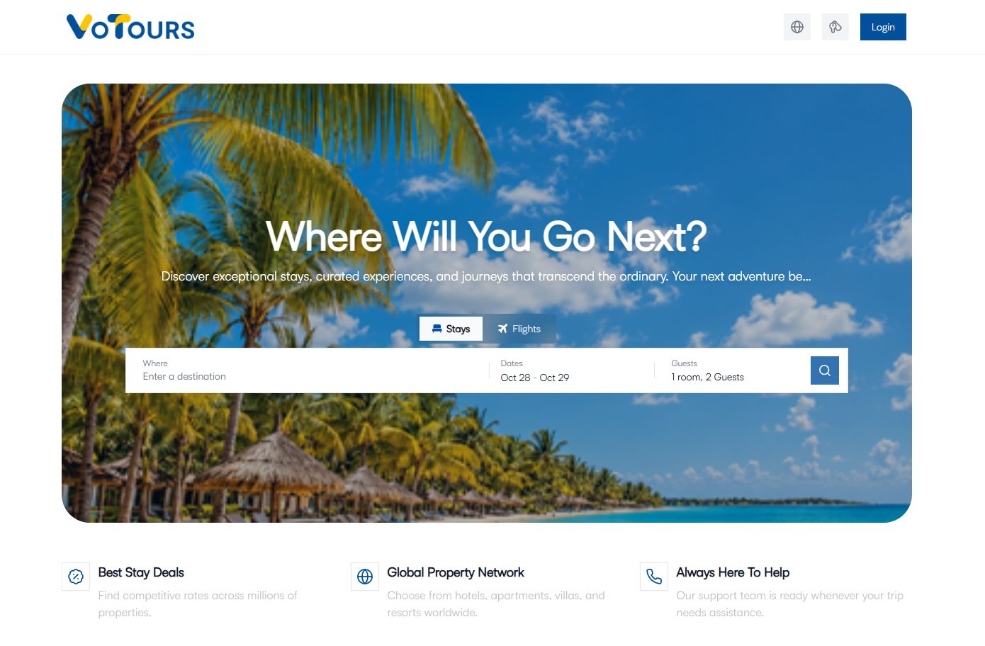 الصفحة الرئيسية لموقع فوتورز Votours