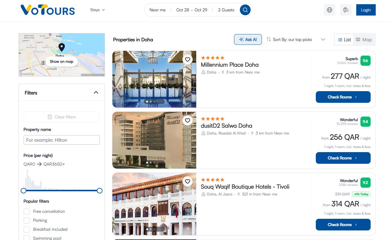 صفحة من موقع فوتورز Votours
